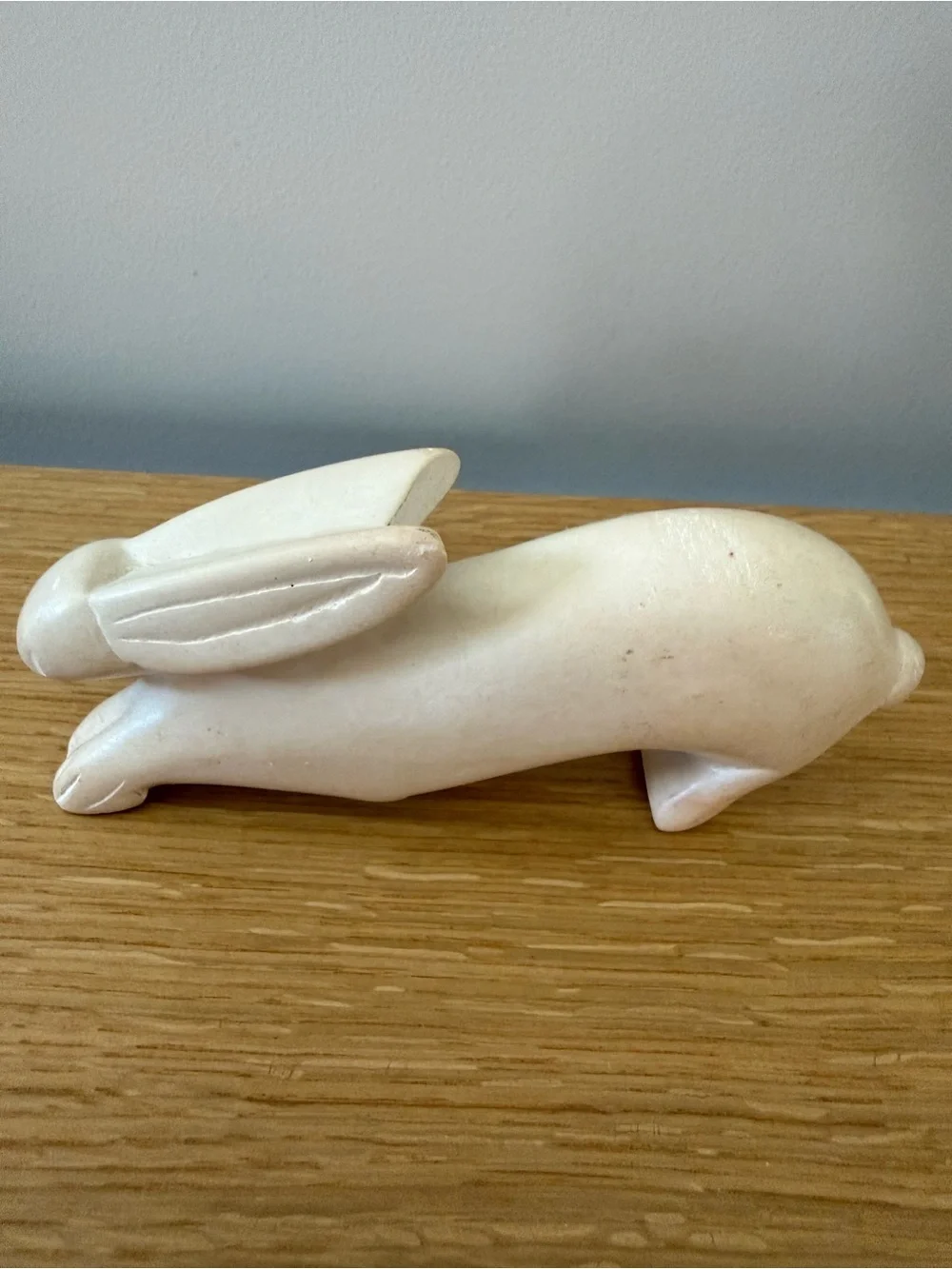 Hand Carved Soapstone Stretching Rabbit Figurine Minimalist Boho Stone Bunny